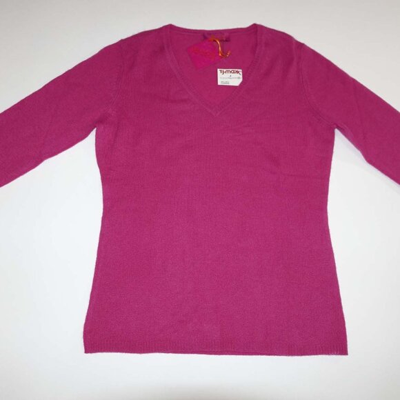 Cashmere Cache Women's 100% 2 Ply Cashmere V-Neck Sweater Small Pink Pullover S - Picture 1 of 5
